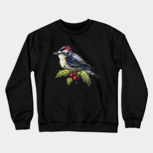 Holiday Bird Downy Woodpecker Crewneck Sweatshirt